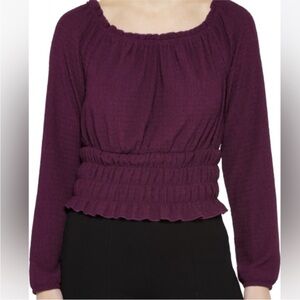 The General Good Piper Long Sleeve‎ Top Off Shoulder or On Shoulder Wine X-Large